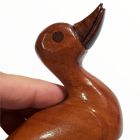 Hand carved solid dark wood duckling small 3" - Picture 11 of 13